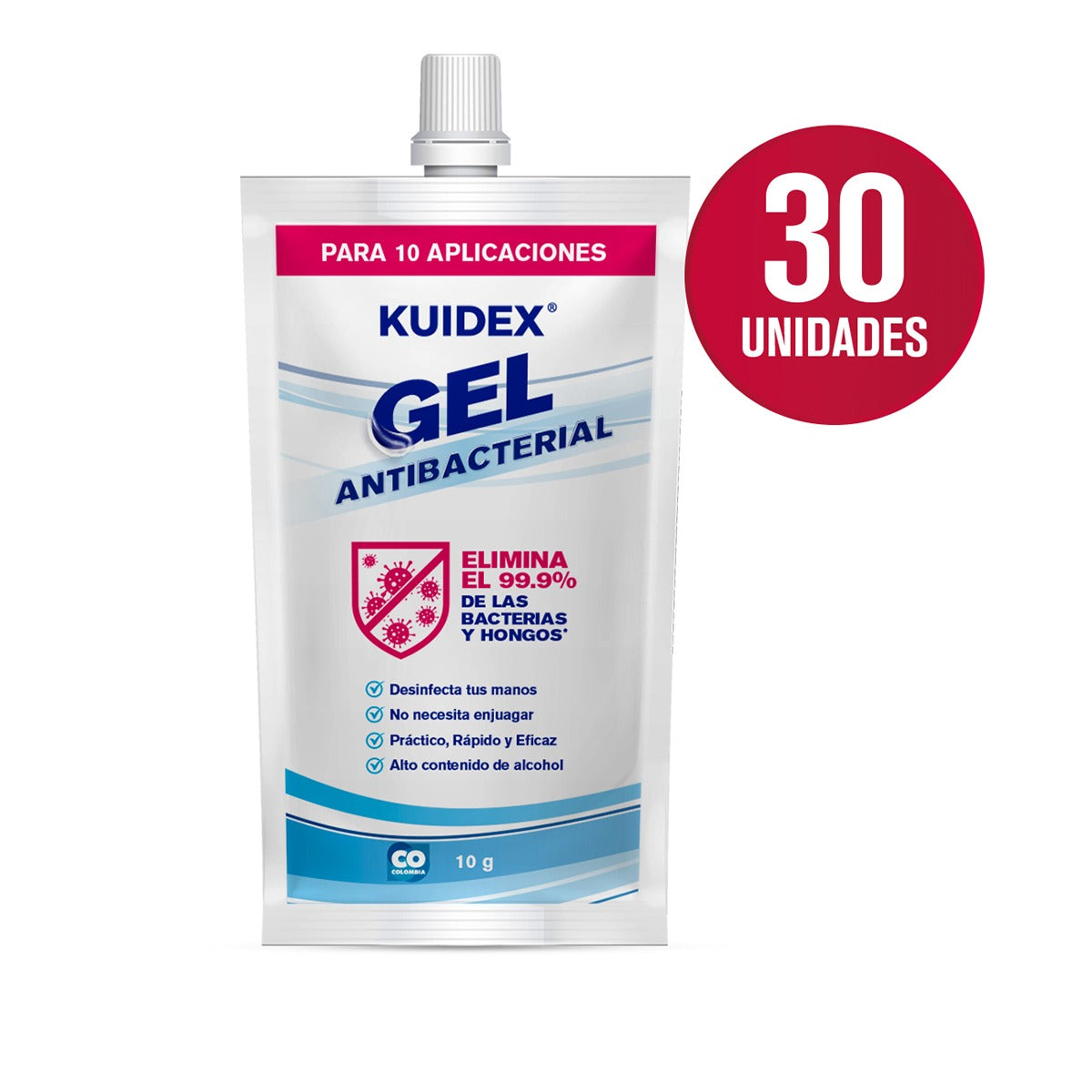 Gel antibacterial Kuidex® x 10 g. - bolsa x 30 unid