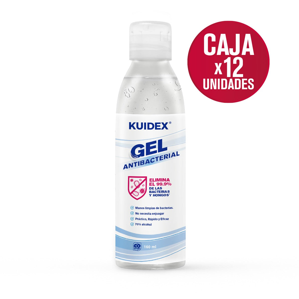 Gel antibacterial Kuidex® x 160 mL - caja x 12 unid