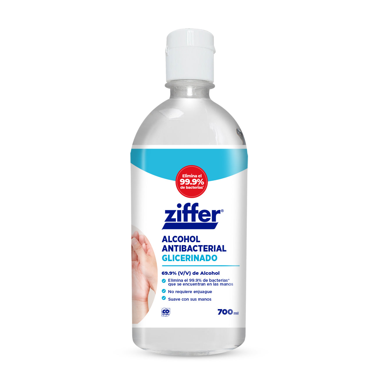 Alcohol antibacterial glicerinado Ziffer® X 700 mL